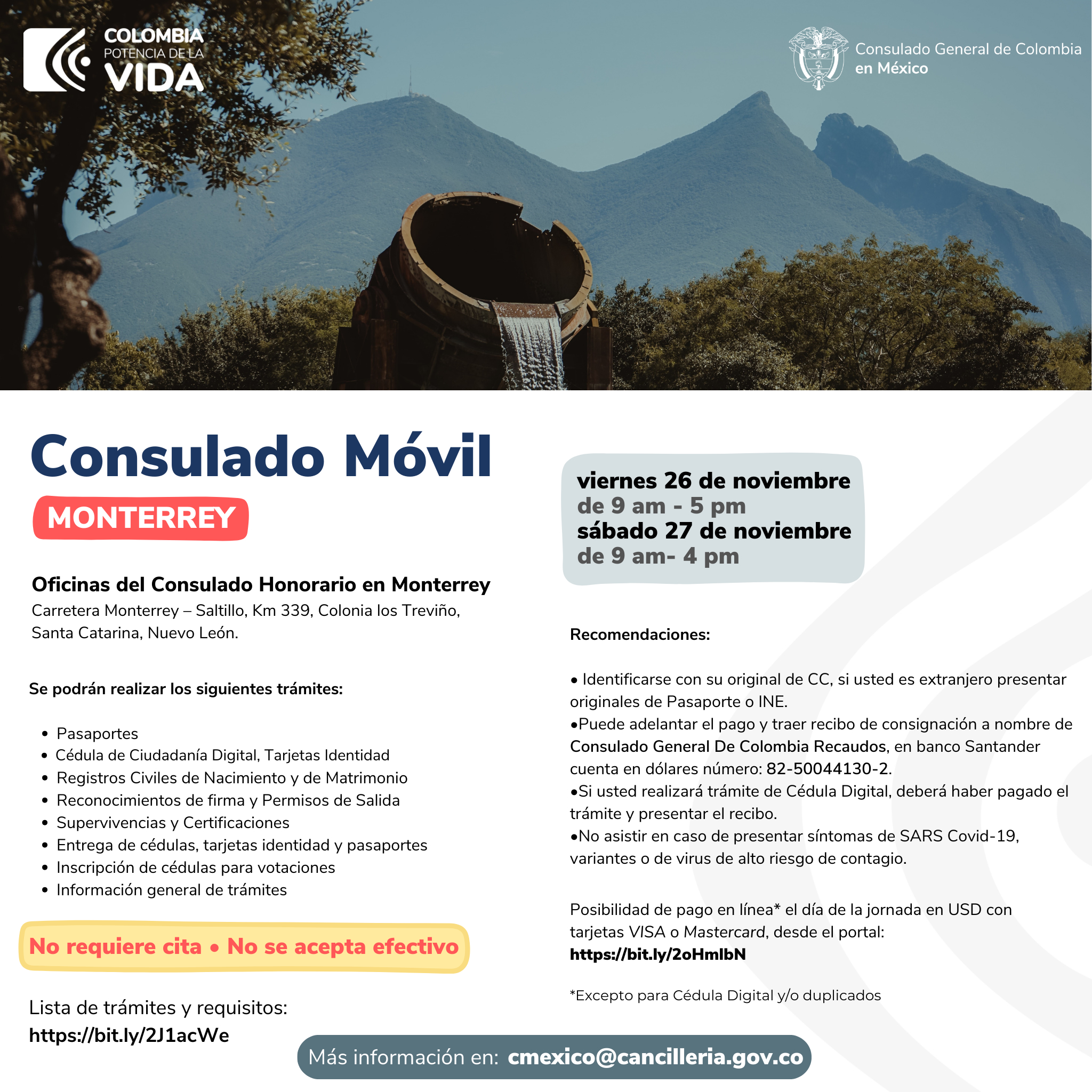 Este 26 y 27 de enero en Monterrey habrá Consulado Móvil