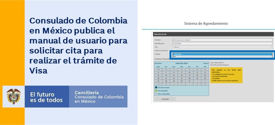 Consulado de Colombia en México publica el manual de usuario para solicitar cita para realizar el trámite 
