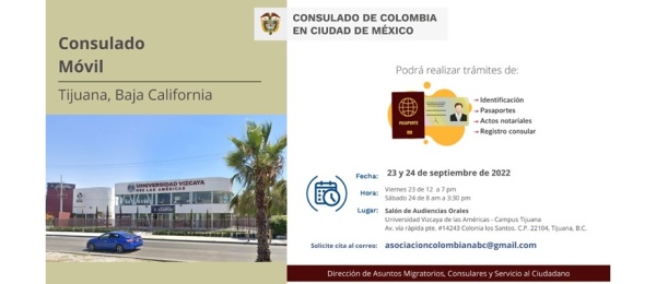  Jornada de Consulado Móvil en la ciudad de Tijuana el 23 y 24 de septiembre