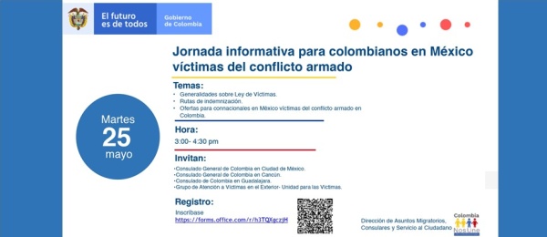 Nueva fecha de jornada informativa para colombianos en México víctimas 