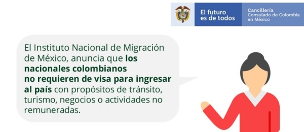 Los nacionales colombianos no requieren visa para ingresar a México